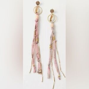 Free People Bridge Dangle Earrings Jewelry Gold-Tone Beaded Cowrie Shell